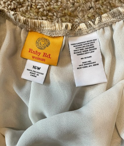 Ruby Rd. Long Skirt 16W Tan Brown Palm Leaf Leaves Elasticized Waist, Lined - Picture 3 of 4