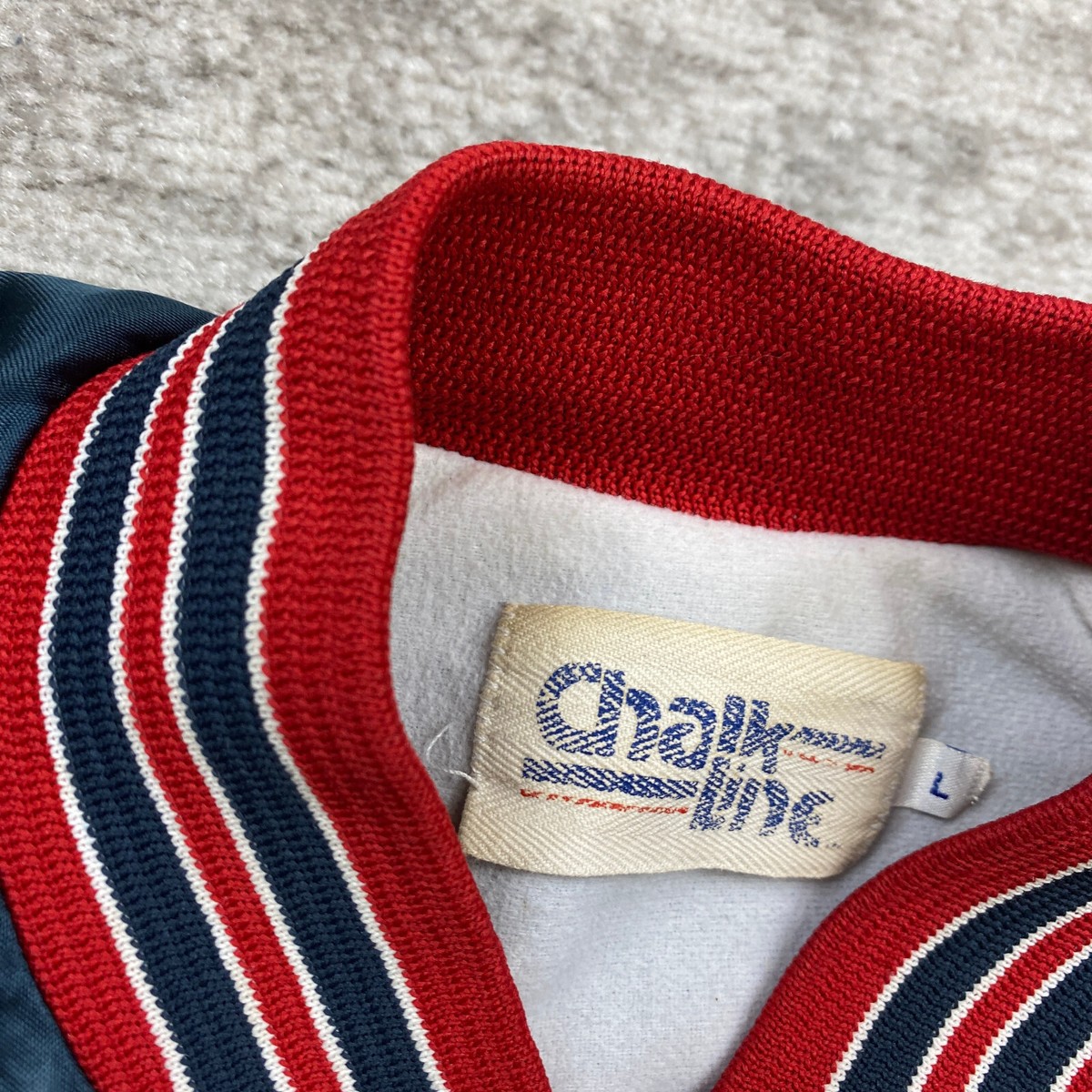 chalkline indians L スタジャン　ユニ　80s VTG Chalk Line Cleveland Indians Guardians Satin Jacket