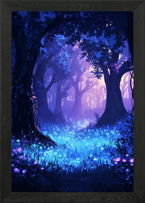Verzauberter Wald bei Nacht Gerahmtes Wandbild Poster Leinwanddruck Bild
