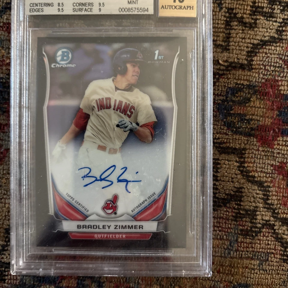 Bradley Zimmer 2014 Bowman cromo selección draft novato autógrafo BGS 9,5 GEMA COMO NUEVO Foto 3 de 4