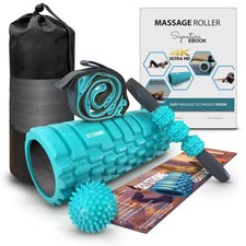 Foam Roller Set with: Hollow Core Roller, Muscle Roller Stick, Stretching Str...