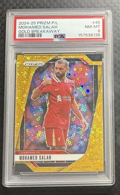 2024-25 Prizm P/L Mohamed Salah Gold Breakaway Prizm /10 PSA 8