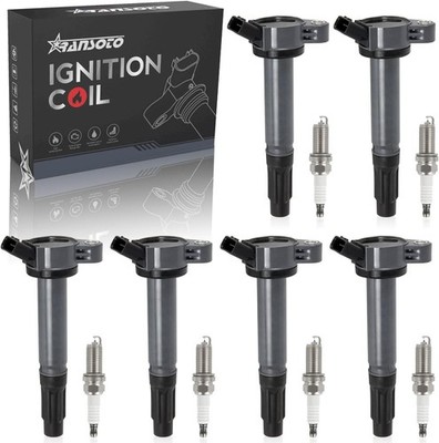 Ignition Coil Pack UF487 & Iridium Spark Plug Compatible with Toyota Sienna A...