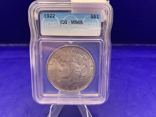1922 Peace Silver Dollar MS 65 ICG Free Shipping!