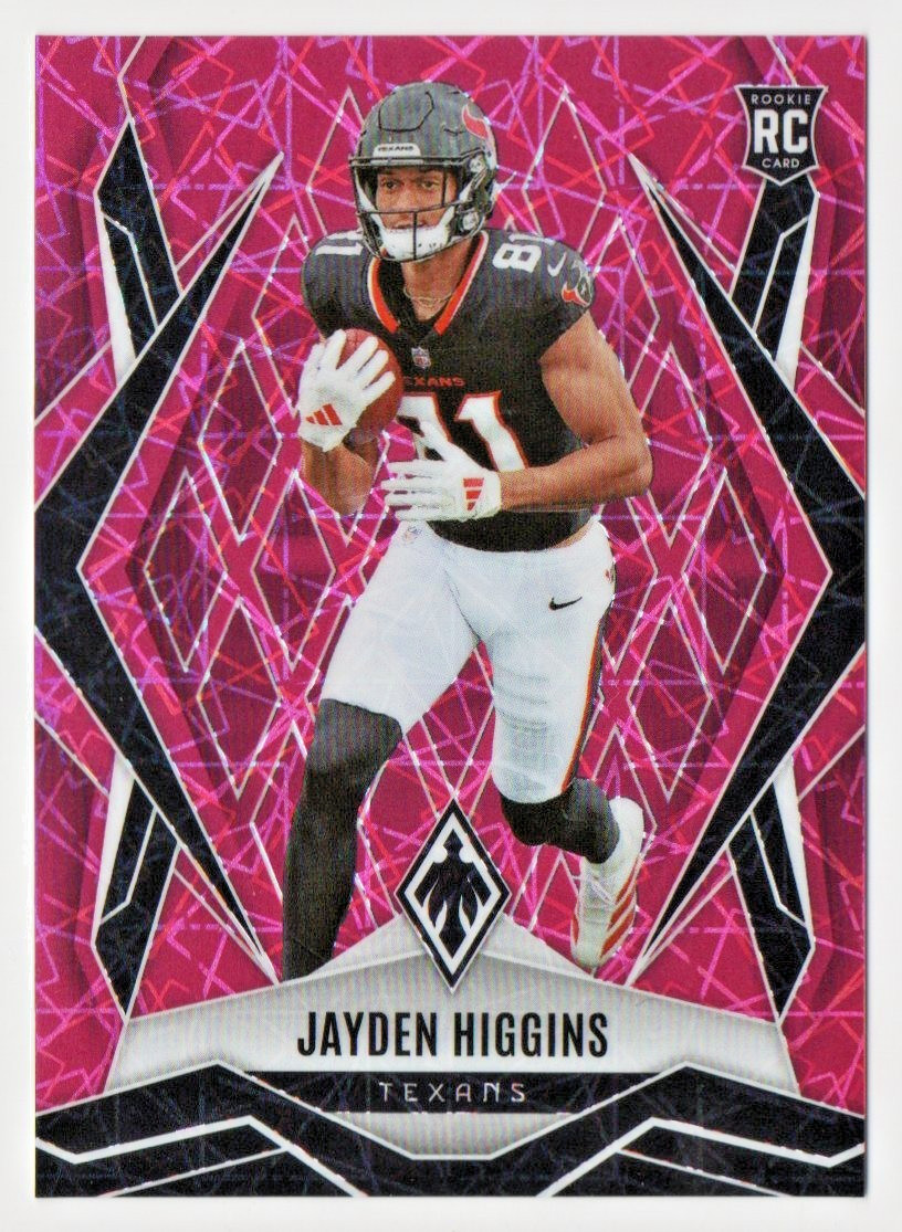 2025 Panini Phoenix Football Jayden Higgins #180 RC Pink Lazer 029/149 Texans
