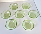 7 Anchor Hocking Princess Green Octagonal Depression Cereal Bowl Uranium