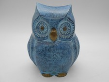 FIGURINE / STATUETTE  " HIBOU / CHOUETTE "  BLEU TURQUOISE EN LAITON ?