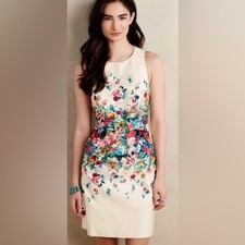 Maeve Anthropologie Tea Garden Sheath Dress in floral and cream Women’s Size 2