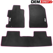 Fits 06-11 Honda Civic Black Pink Edge Floor Mats All Weather Rubber Carpet 3pc