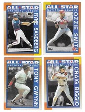 1990 TOPPS, RYNE SANDBERG, OZZIE SMITH, TONY GWYNN, CRAIG BIGGIO, N.L. ALL-STARS