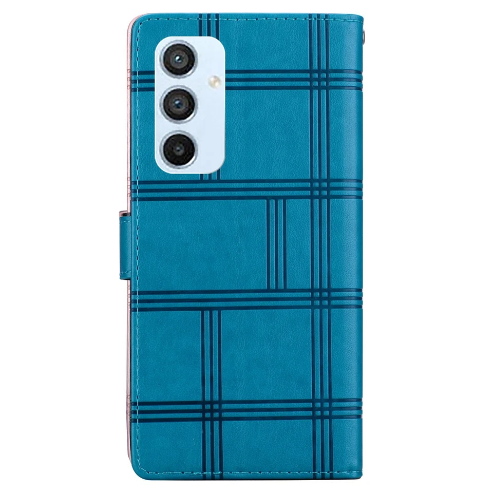 Grid Leather Wallet Phone Case For Huawei P20 P30 Lite Nova 5T 9 P Smart Y5 Y6 - Image 3 of 4