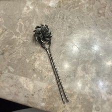 Antique early 1900s Silvertone Fancy Design Hair Pin Filagree Flower Large