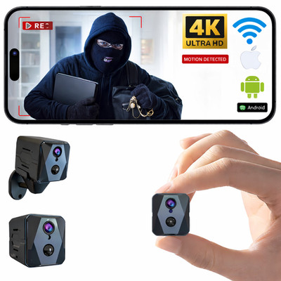 Mini Cámara Oculta WiFi Espía Inalámbrica 4K UHD Niñera Camara Para Anorid y iOS
