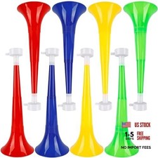 8 Pcs 10.24 Inch Collapsible Stadium Horn Plastic Vuvuzela Trumpet Color Set 1