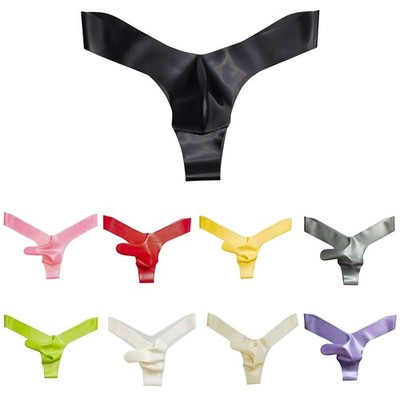 Exciting Mens Latex Thongs with Elephant Nose Safety Panties for Nightwear