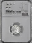 1902-S  10C BARBER SILVER DIME "SAN FRANCISCO" NGC AU58 #8404752-039  LOOKS UNC