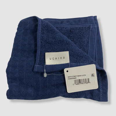 $15 Uchino Blue Indigo Waffle Twist Cotton Wash Cloth | 13''Sq