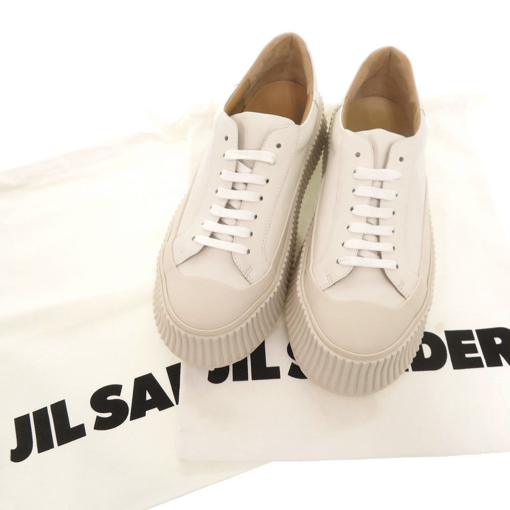 AUTHENTIC JIL SANDER Platform sneakers Beige Leather/rubber View 2