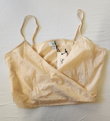 Myra Bag Wrap Tank Top Cotton Cropped Resortwear Vacation Beach Cream XL NWT 
