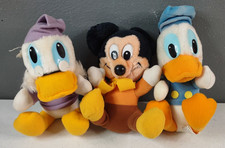 3 Vintage Mickey's Christmas Carol Plush Scrooge McDuck Donald Duck Mickey