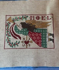 Completed Unframed Counted Cross Stitch - NOEL and Angel
