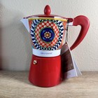 NEW Brandani 6 CUP Italian Coffee Maker MOKA POT Aluminum SICILIAN PATTERN NWT