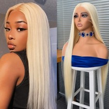 Synthetic Hair Lace Front Wigs Free Part Long Straight Blonde Heat Friendly