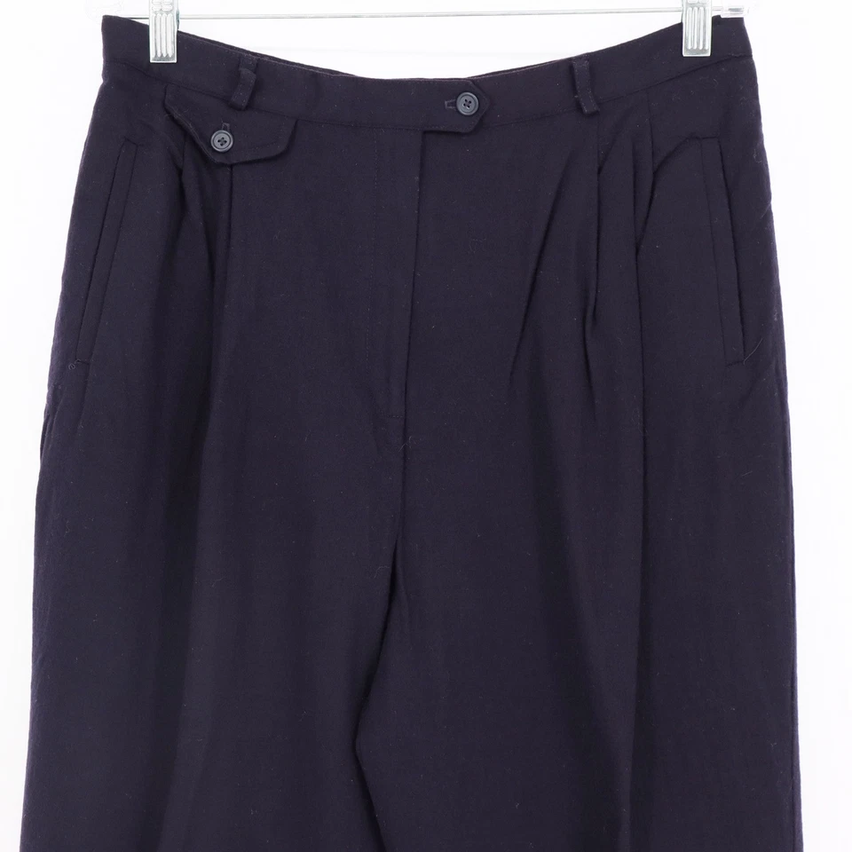 Pantalones plisados de lana adornada azul marino talla 16 Lauren Ralph Lauren para mujer Foto 4 de 4