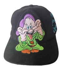 Vintage 90s Disney Dopey Hat Cap Snapback Black Embroidered Goofy's Hat Co NWOT