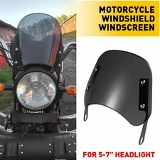 Universal Motorcycle Windshield Wind Deflector Windscreen Motorbike 5"-7" Black