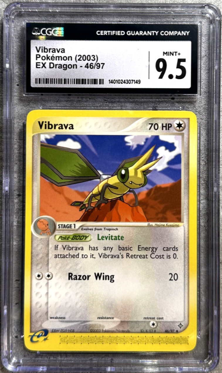 Pokemon Card Vibrava CGC 9.5 Mint+, e-Reader EX Dragon 46/97, 2003 (1)