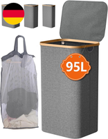 WäSchekorb Mit Deckel 95L, WäSchesammler Mit Henkel, Schmal WäSchekorb Mit Innen