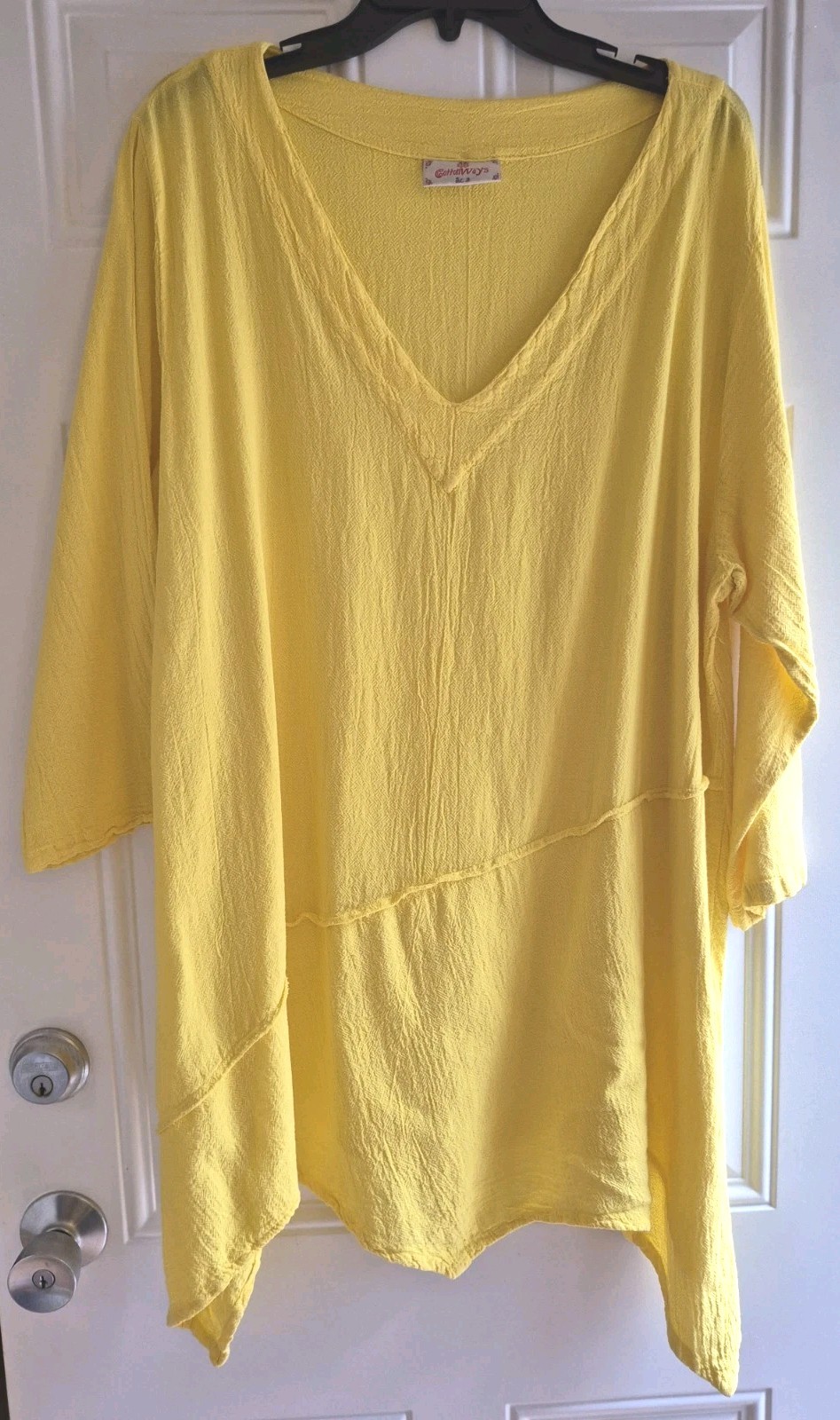 COTTONWAYS Gauze Tunic - Their Sz 3 (XXL/Plus -16 to 3X) - V-Neck, 3/4 Sleeves