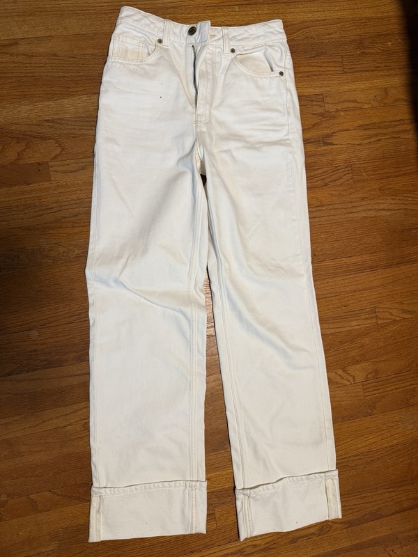 H&M Divided Wide Leg White Jeans Size 0 (Runs Small) 100% Cotton