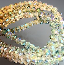 4mm 1/2 Transparent Green Luster Faceted Rondelle Beads 15 Strand