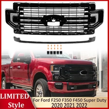 For Ford F250 F350 F450 Super Duty 2020 2021 2022 Front Bumper Grill Gloss Black