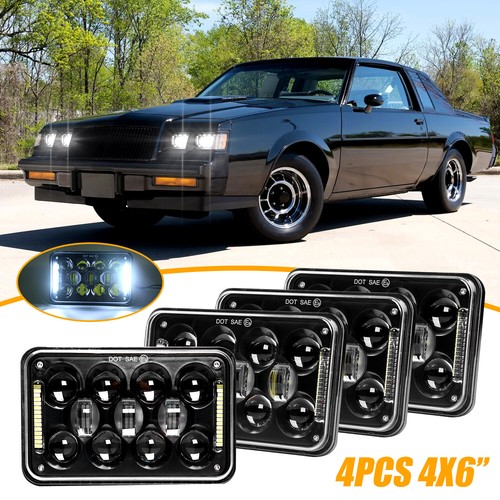 For Chevrolet Monte Carlo SS 1980-1988 4PCS 4x6" LED Headlights DRL Hi/Lo Beam - Foto 3