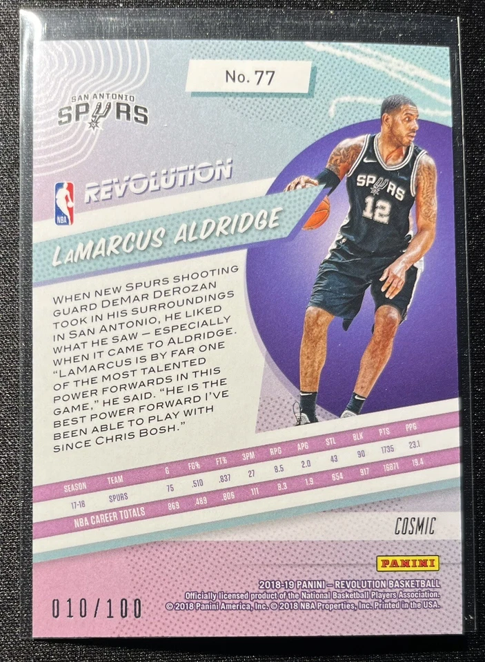 2018-19 Panini Revolution Cosmic /100 LaMarcus Aldridge #77 - Image 2 of 2