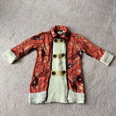 ANTHROPOLOGIE LIA MOLLY INFANT 2T KNIT BUTTON FRONT COAT OR DRESS, MONKEYS