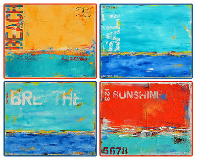 360x290mm ABORIGINAL REEF//OCEAN//FISH 4 x LARGE PLACEMATS - AUSTRALIAN MADE