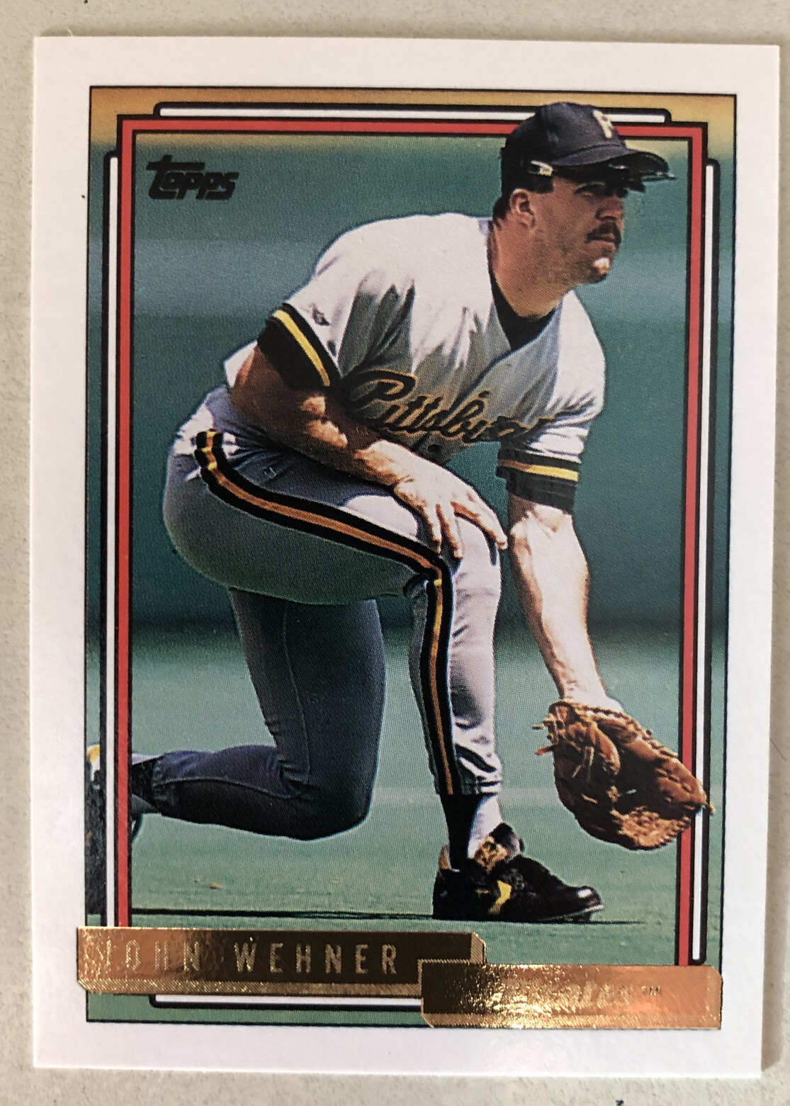 1992 Topps Gold John Wehner Baseball Card Rookie #282 Pirates High Grade