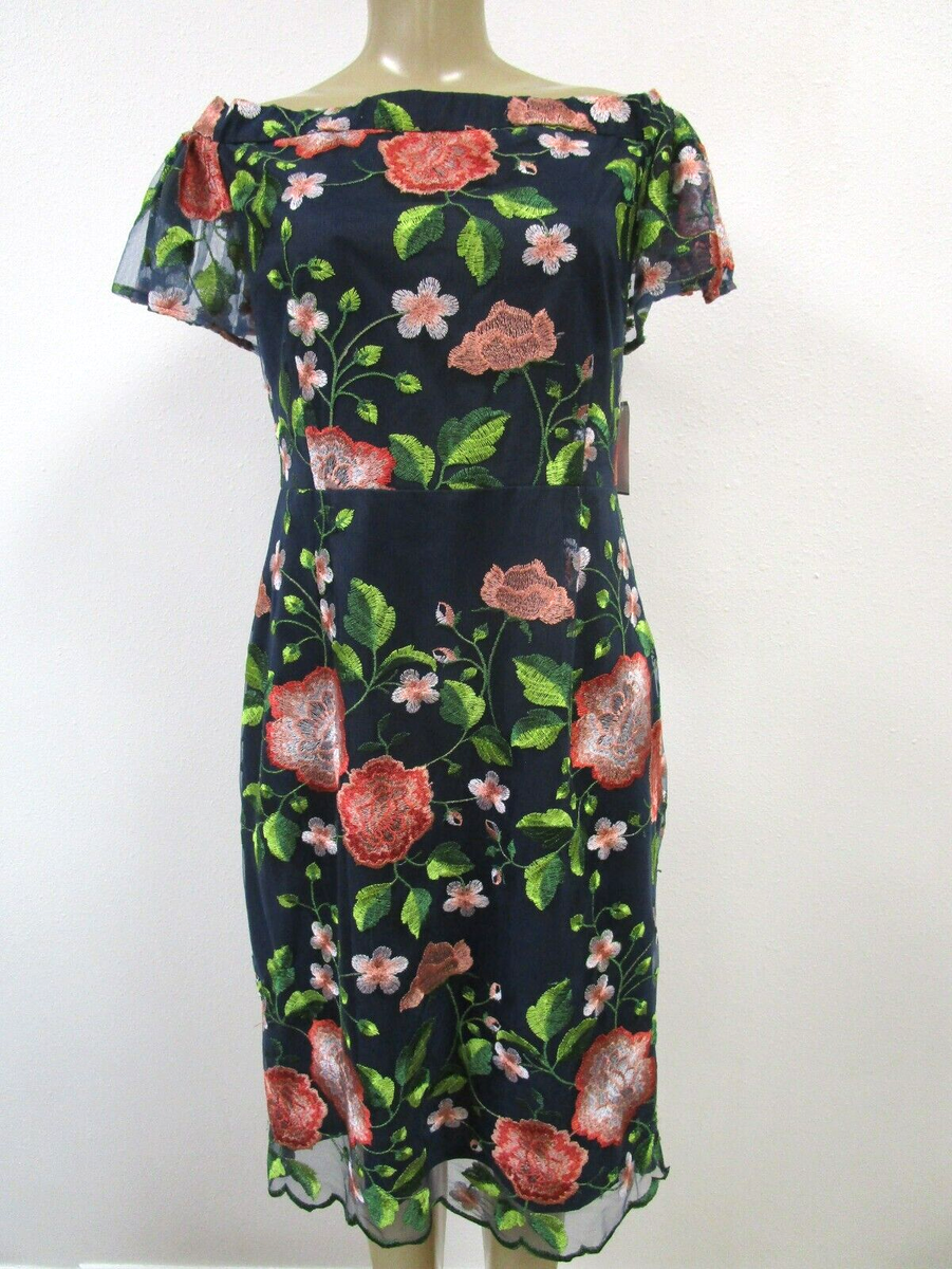 Trina Turk Floral Embroidered Dress Multicolor Lace Knee Length Zip NWT |  eBay