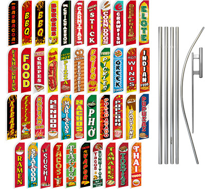 Food Advertising Swooper Feather Flag Kit BBQ Hot Dogs Seafood Wings