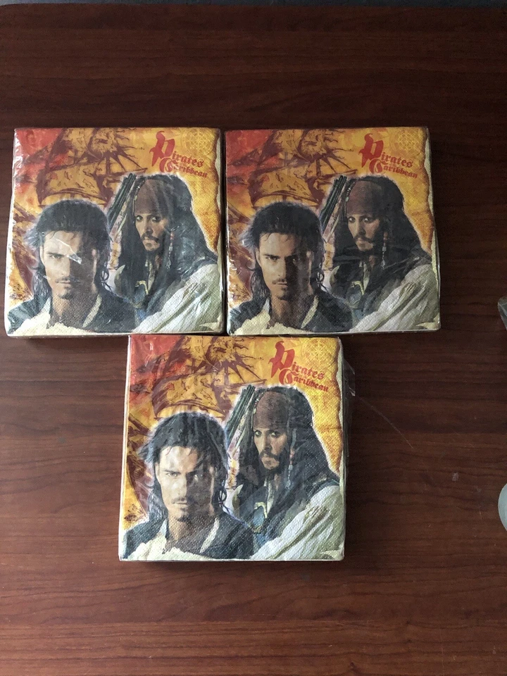 Servilletas para bebidas Piratas del Caribe Johnny Depp suministros de fiesta 8 paquetes Foto 2 de 4