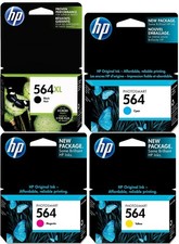GENUINE HP 564XL Black and HP 564 Color Ink Cartridge 4-Pack