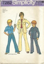 Simplicity 7282 Retro 70s Button Cuff Shirt & Topstitched Pants Sz 8 COMPLETE