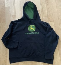 JOHN DEERE Men  s Black Long Sleeve Pullover - Hoodie Sweatshirt  Size Large
