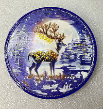 Christmas Deer Antler Light Hand Painted / Glittered Wood Christmas Ornament 48