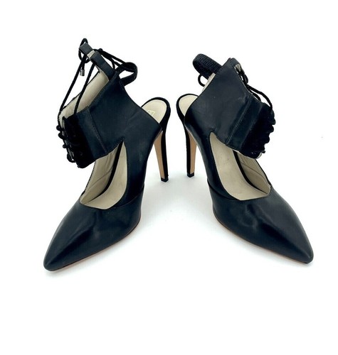 Alepel Chaine Pumps Black Leather & Suede Lace Up Shoes SZ 8.5 New $695 SH26 - Picture 5 of 9