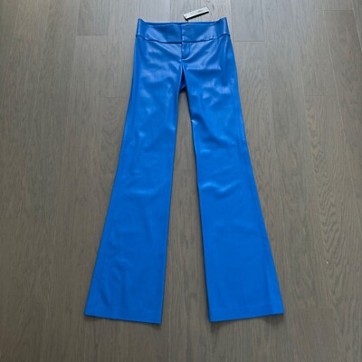 Alice Olivia Vegan Leather Bootcut Pant Palace Blue Size